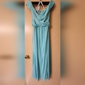 Teal off shoulder long dress